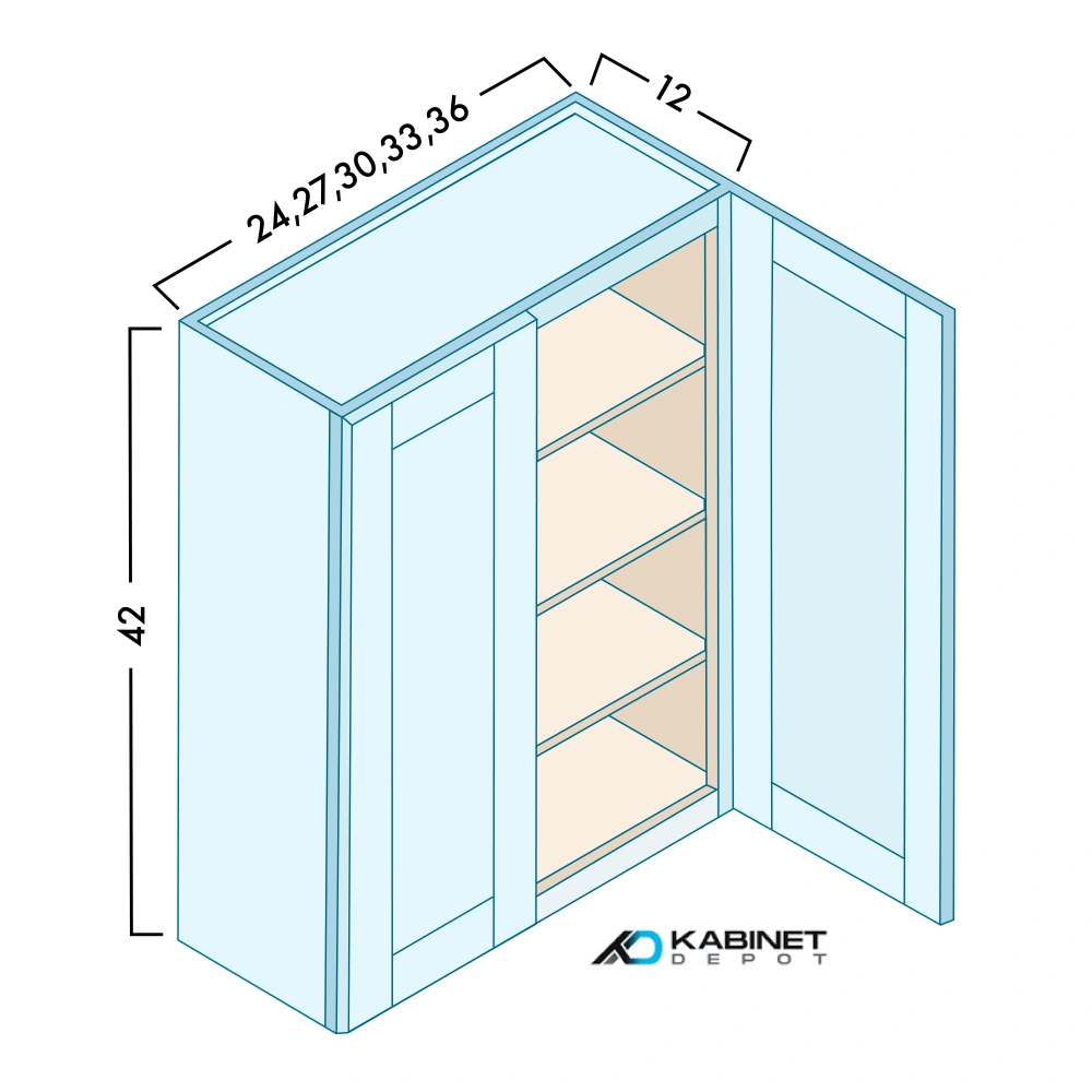 42" High Double Door Wall Cabinets diagram