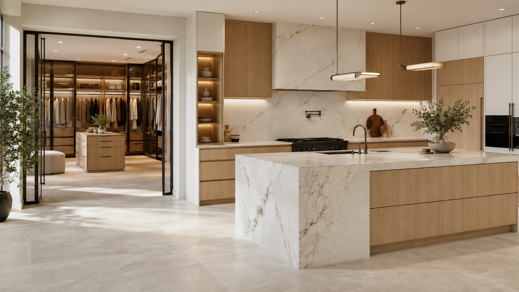Warm Oak Entertaining Kitchen