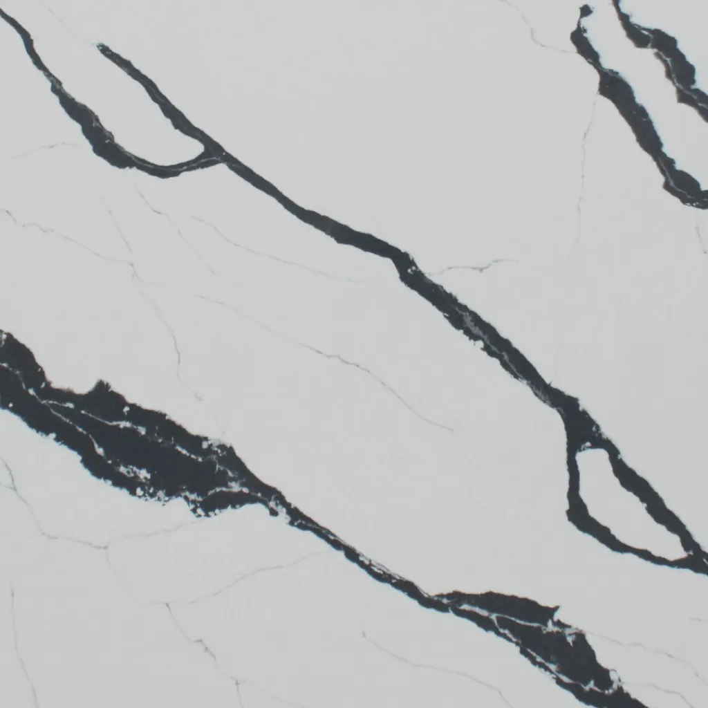 Calacatta Borghini Black quartz slab by White Matte