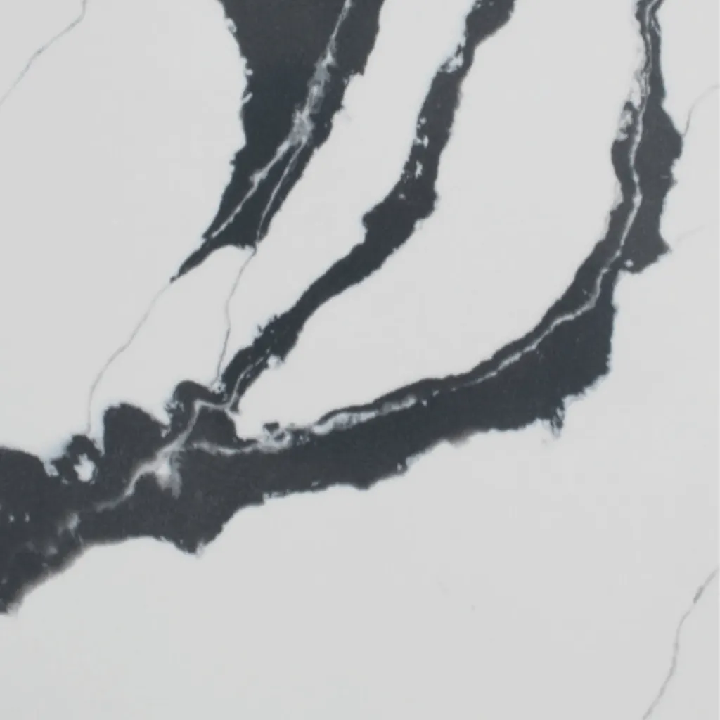 Calacatta Borghini Black quartz slab - view 3 | White Matte