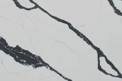 Calacatta Borghini Black quartz slab by White Matte