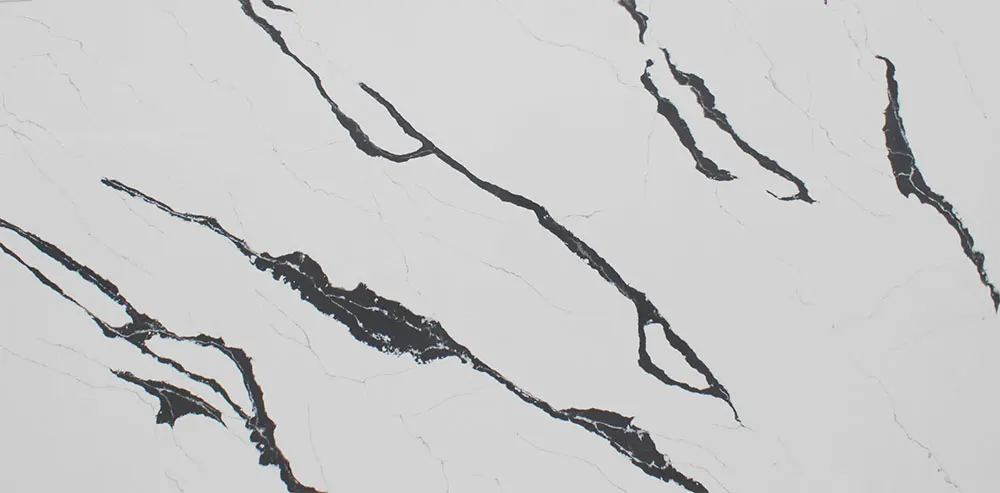Calacatta Borghini Black quartz slab by White Matte