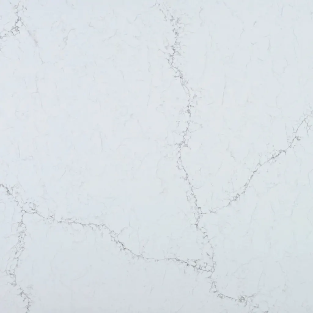 Calacatta Neomisterio quartz slab - view 3 | White Matte