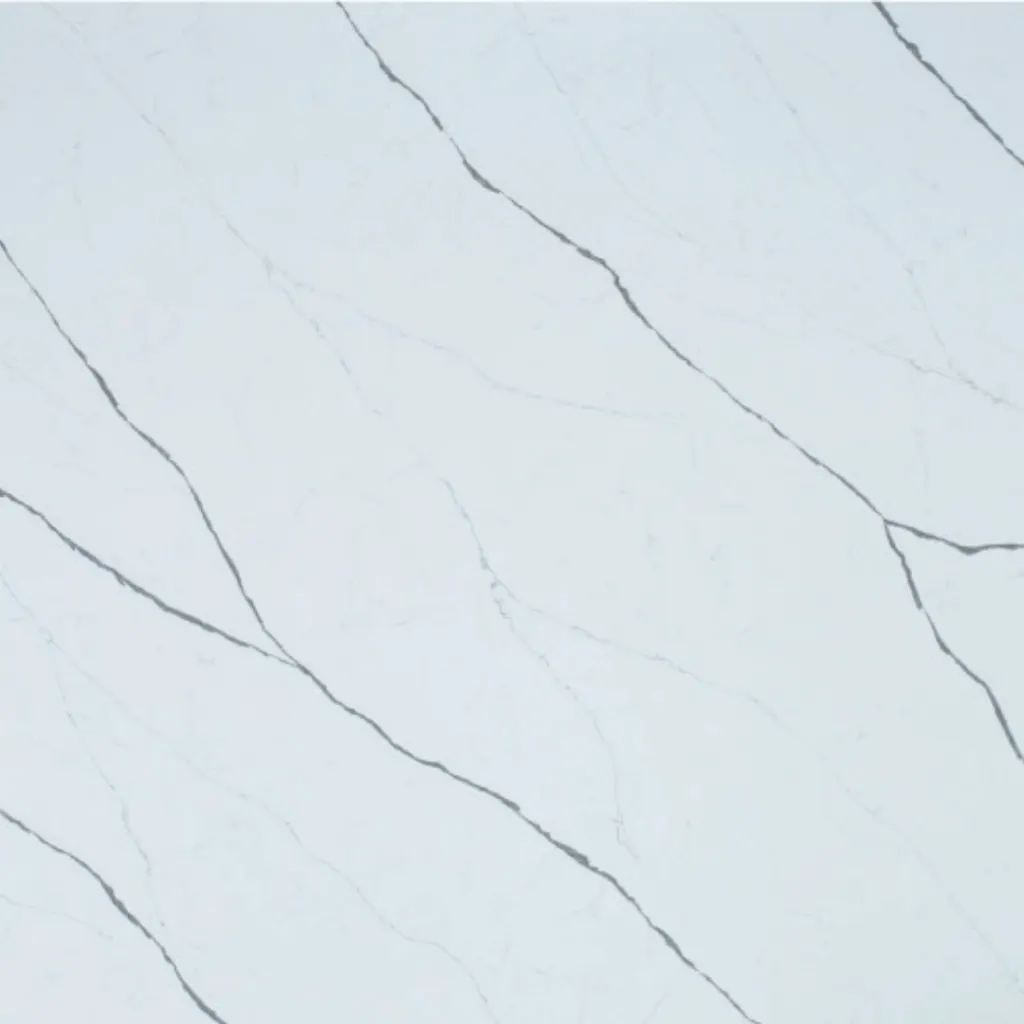 Calacatta Rainforest quartz slab - view 3 | White Matte