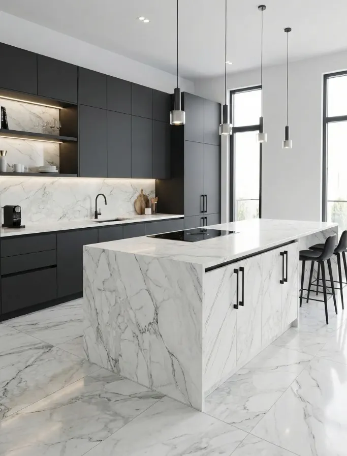 Camouflage porcelain slab - view 1 | White Matte